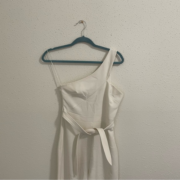 Likely Revolve Kelsey White One Shoulder Belted Wide Leg Jumpsuit - Size 0 - Picture 4 of 16